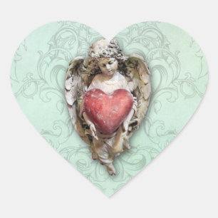 Barocker Vintage-Cherub mit Herz Herz-Aufkleber