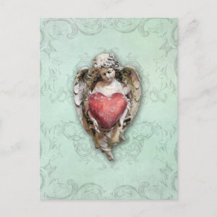 Barocker Vintage-Cherub mit Herz Postkarte