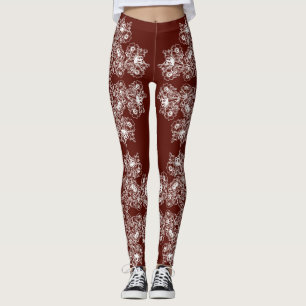 Barockes Artkastanienbraunmit blumenmuster Leggings