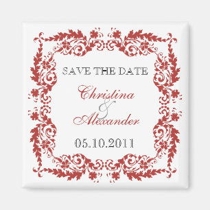 Barockes Blattrahmen Save-The-Date-Magnet Magnet