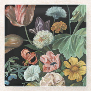 Barockes Blumen - Blumenstrauß der Blumen Glasuntersetzer