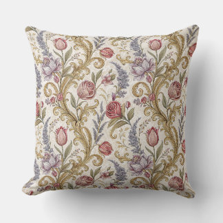 Barockes Blumen-Damaskus-Designmuster in aufwendig Kissen