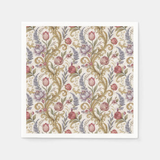 Barockes Blumen-Damaskus-Designmuster in aufwendig Serviette
