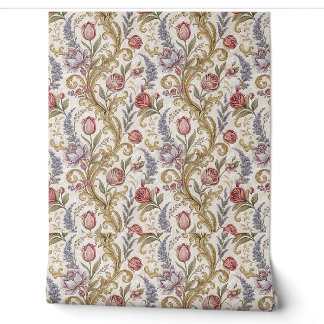 Barockes Blumen-Damaskus-Designmuster in aufwendig Tapete