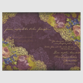 Barockes Burgunder-Blüten & Gold-Spritzer-Decoupag Seidenpapier