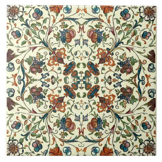 Barockes Früchte- und Blumenmuster Fliese (Vorderseite)