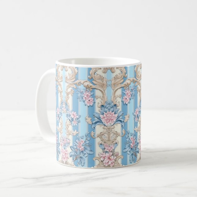 Barockes Pastellmuster Kaffeetasse (Vorderseite Links)