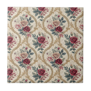 Barockes Rosen-Damaskus-Vintage-Blumenmuster Fliese