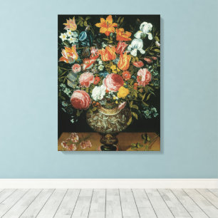 Barockes Stillleben mit Blumen in einer Vase im Vi Leinwanddruck