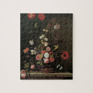 Barockes Stillleben mit Blumen in Vase Puzzle
