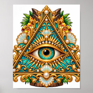 Barockes Türkis-Augen-Poster Poster