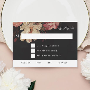 Barockfarbene Blumen RSVP Karte