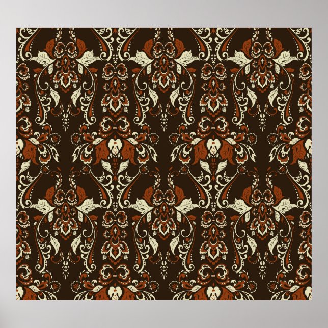 Barockfloral: Klassisches Vintages Tapete Poster (Vorne)