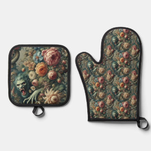 Barockgefahr - gotisch Viktorianisch Ofenhandschuh & Topflappen-Set