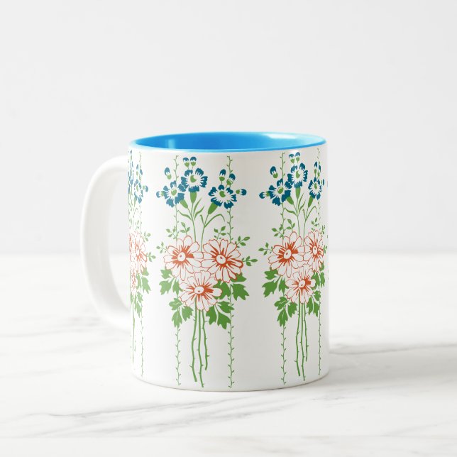 Barockgeschoss Blume... Zweifarbige Tasse (Vorderseite Links)