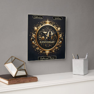 Barockgold: 50-jähriges Celebration Design Quadratische Wanduhr