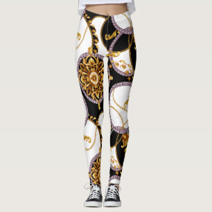 Barockgold und weißer italienischer Stil Leggings