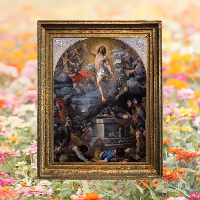 Barockkatholische Kunst Auferstehung Jesu Ostern Poster (Baroque Religious Christian Catholic Art Painting Resurrection of Jesus Christ Easter Poster)