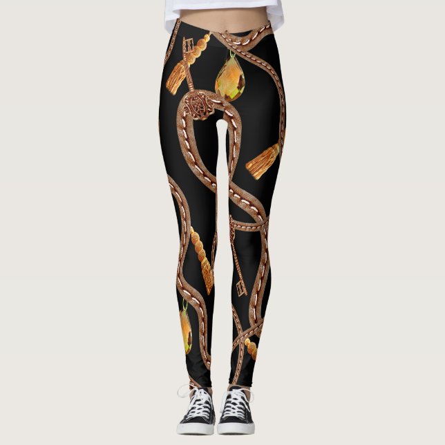 Barockkettenmuster Design Leggings (Vorderseite)