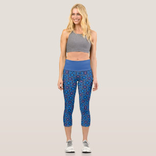 Barocklinie Geblüht Blau Capri Leggings