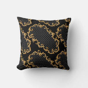 Barockmuster goldene Fleecedecke Kissen