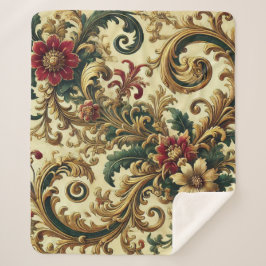 Barockmuster mit Gold, Rot, Grün A Sherpadecke