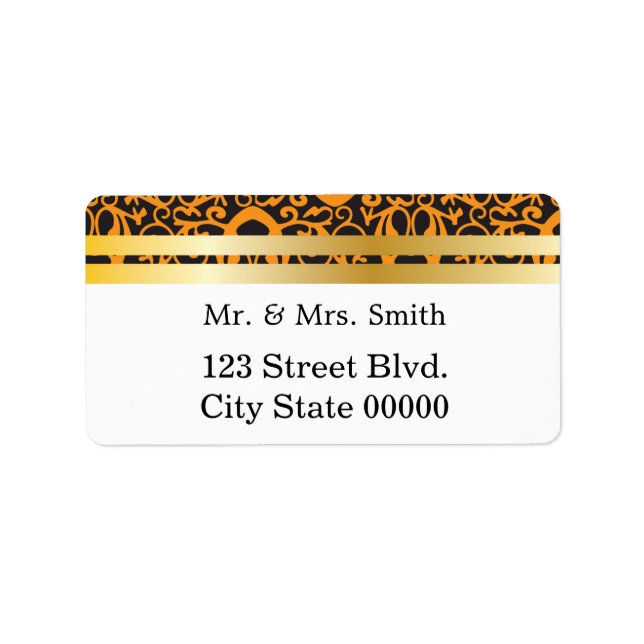 Barockmuster mit goldenen Bändern Adressaufkleber (Vorne)