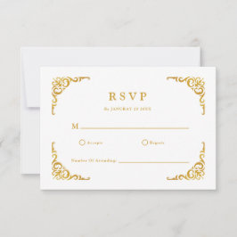 Barockrahmen Royal Black and Gold Ornamental RSVP Karte