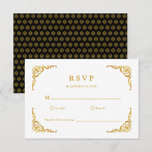 Barockrahmen Royal Black and Gold Ornamental RSVP Karte