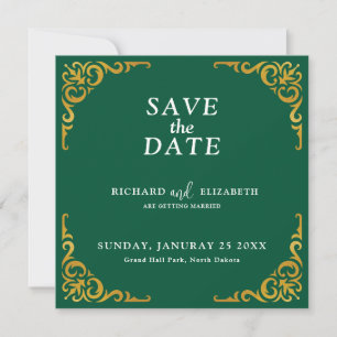 Barockrahmen Royal Smaragdgrün Ornamentik Save The Date