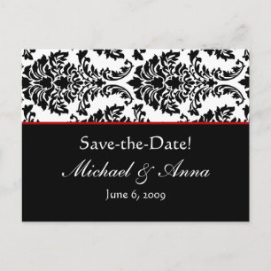Barockschwarz und Rot Save the Date Ankündigungspostkarte