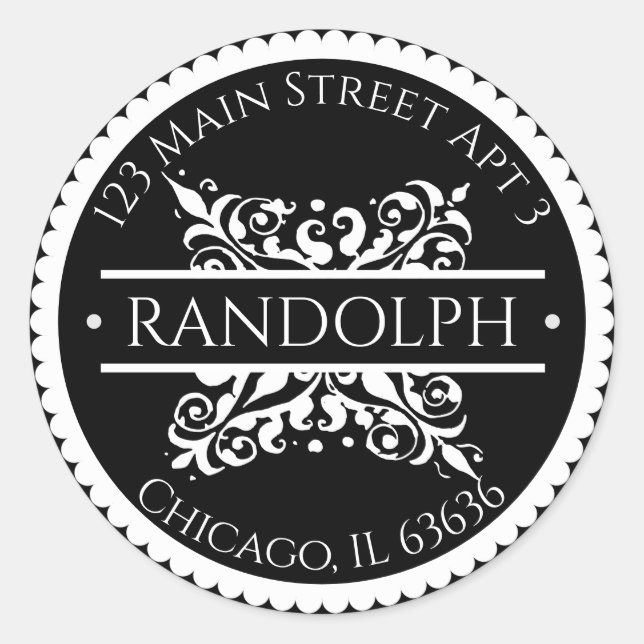 Barockskallilopierte Randadresse Runder Aufkleber (Vorderseite)