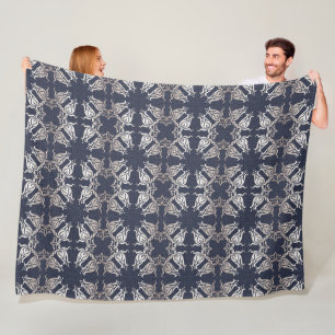 Barockstil Blumen blau gemustertes Fleece-Decke Fleecedecke