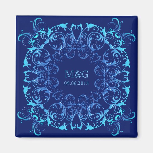 Barockstil türkisfarbene Gefälle Textur. Magnet (Vorne)