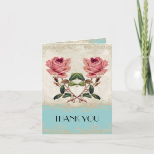 Barockstil Vintage Rose Aqua Dankeschön Dankeskarte