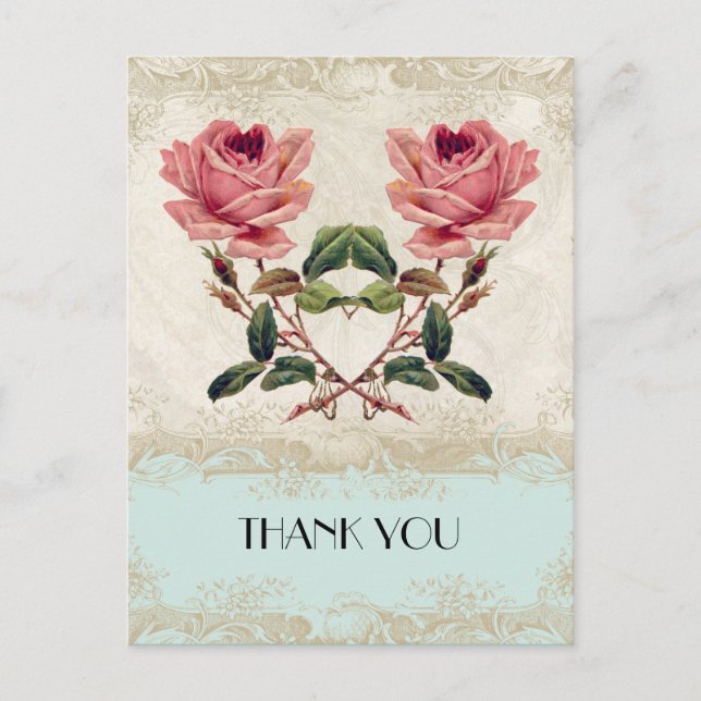 Barockstil Vintage Rose Aqua Ticino Postkarte (Vorderseite)