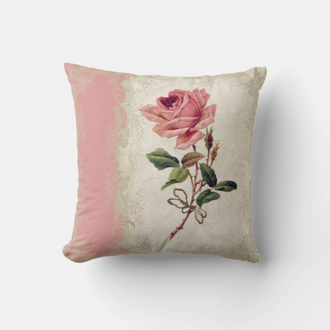 Barockstil Vintage Rose Lace Kissen (Vorderseite)