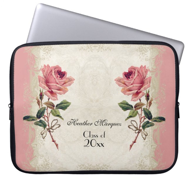 Barockstil Vintage Rose Lace Laptopschutzhülle (Vorderseite)