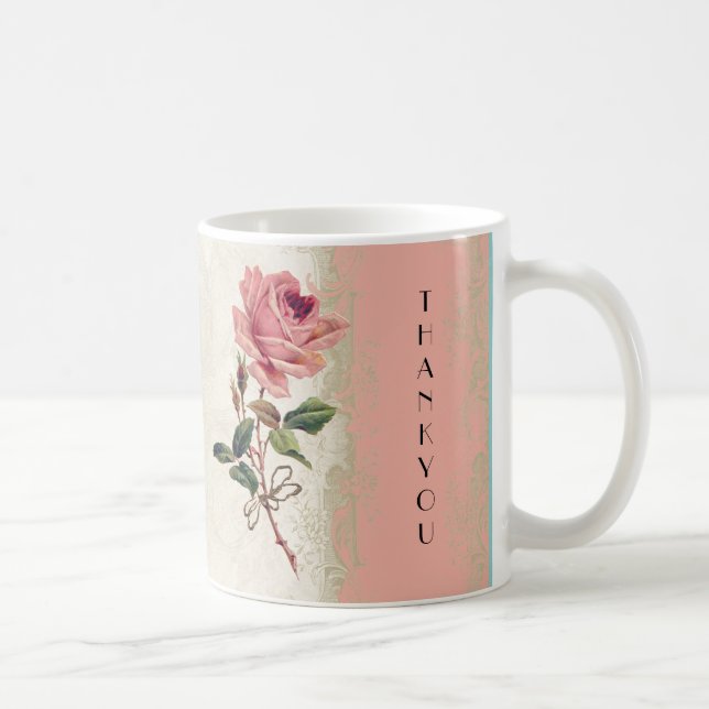 Barockstil Vintage Rose Lachs Kaffeetasse (Rechts)
