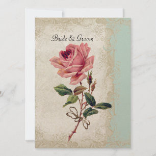 Barockstil Vintage Rose Minze n Cream Lace Einladung