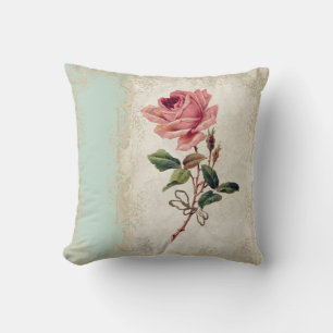Barockstil Vintage Rose Minze n Cream Lace Kissen