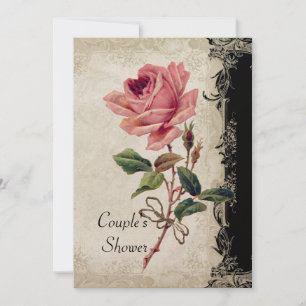 Barockstil Vintage Rose Schwarz an Creme Lace Einladung