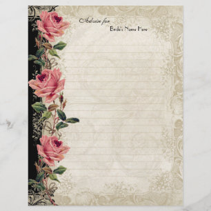 Barockstil Vintage-Rose Schwarz und Creme Spitze Flyer