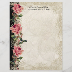 Barockstil Vintage-Rose Schwarz und Creme Spitze Flyer