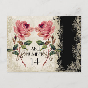 Barockstil Vintage-Rose Schwarz und Creme Spitze Postkarte