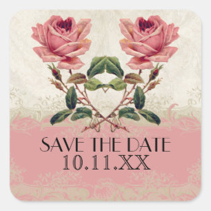 Barockstil Vintage-Rose Spitze Quadratischer Aufkleber