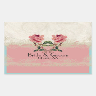 Barockstil Vintage-Rose Spitze Rechteckiger Aufkleber