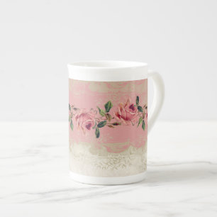 Barockstil Vintage-Rosen-Lace Prozellantasse