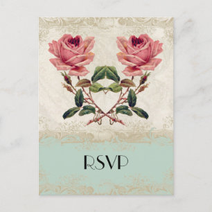 Barockstil Vintage-Rosen-Mint-Creme-Spitze Einladungspostkarte