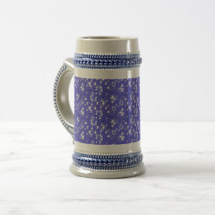 Barocktapete - blaues Muster der Blume Bierglas